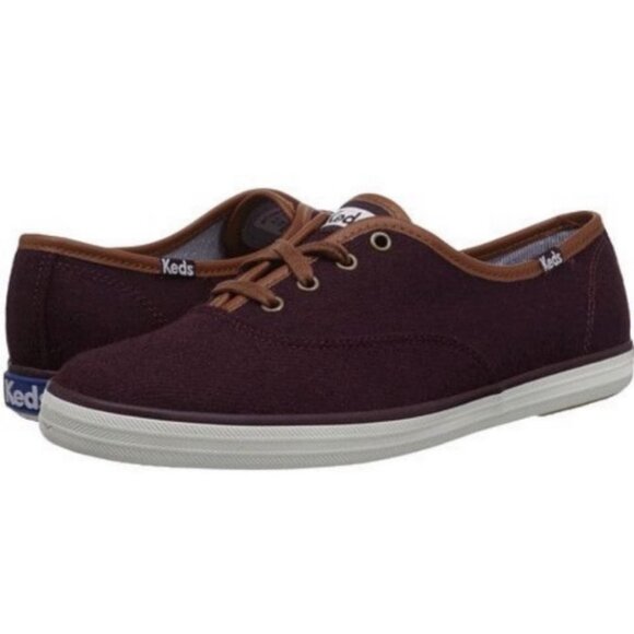 Keds Champion Wool Sneakers Low‎ Top Size 6 Wine Burgundy Casual Shoes Heathered - Picture 10 of 10